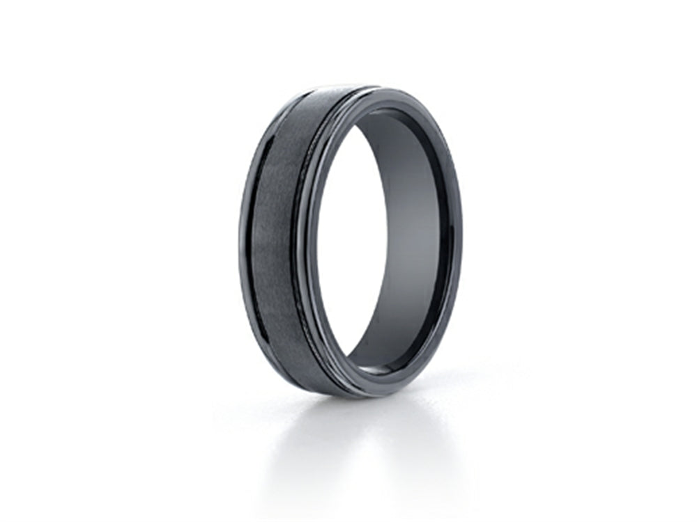 Benchmark Ceramic 6mm Comfort-fit Satin-finished Round Edge Design Ring