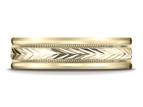 Benchmark 6mm Comfort-fit Harvest Of Love Round Edge Carved Design Wedding Band Ring