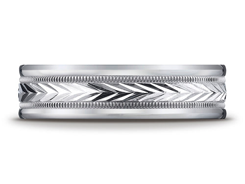 Benchmark 6mm Comfort-fit Harvest Of Love Round Edge Carved Design Wedding Band Ring