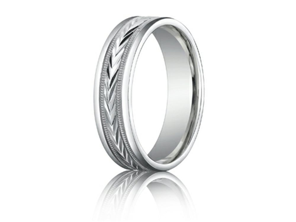 Benchmark 6mm Comfort-fit Harvest Of Love Round Edge Carved Design Wedding Band Ring