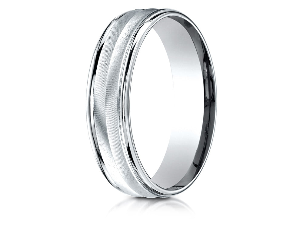 Benchmark 14k Gold 6mm Comfort-fit Chevron Design High Polished Round Edge Carved Design Wedding Band Ring