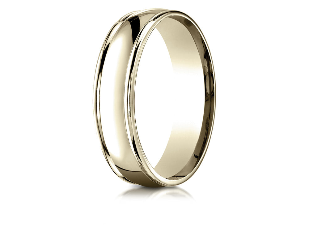 Benchmark 18k Gold 6mm Comfort-fit High Polish Finish Round Edge Design Wedding Band Ring