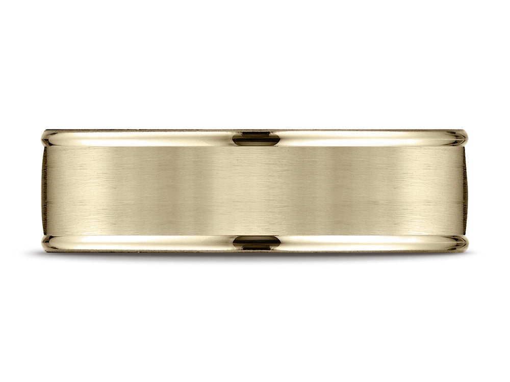 Benchmark 10k Gold 7mm Comfort-fit Satin Finish High Polished Round Edge Carved Design Wedding Band Ring