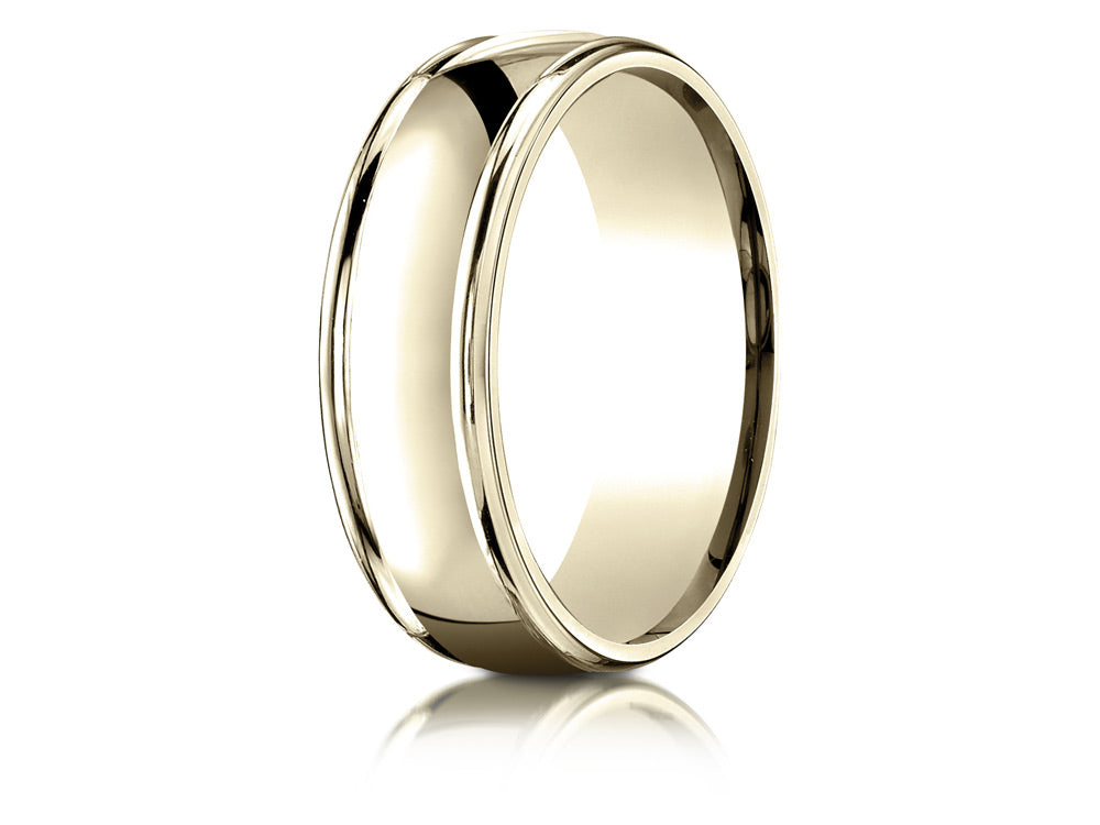 Benchmark 18k Gold 7mm Comfort-fit High Polish Finish Round Edge Design Wedding Band Ring