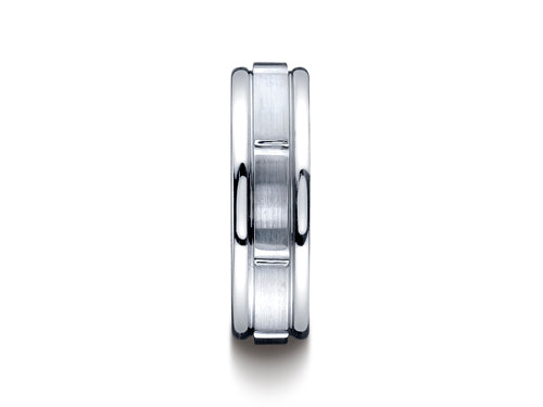 Benchmark Cobalt Chrome 7mm Comfort-fit Satin-finished Round Edge Design Ring