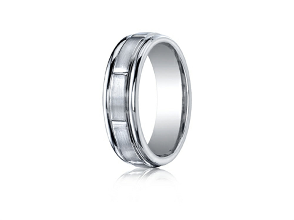 Benchmark Cobalt Chrome 7mm Comfort-fit Satin-finished Round Edge Design Ring