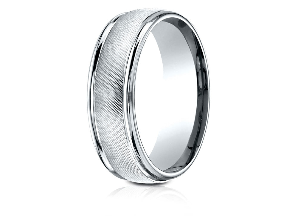 Benchmark 14 Karat Gold 7mm Comfort-fit Florentine Center High Polish Round Edge Design Wedding Band Ring