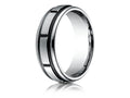 Benchmark Cobalt Chrome 7mm Comfort-fit Satin-finished Round Edge Blackened Sectional Design Ring
