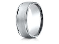 Benchmark 18k Gold 8mm Comfort-fit Wire Brush Finish High Polished Round Edge Carved Design Wedding Band Ring