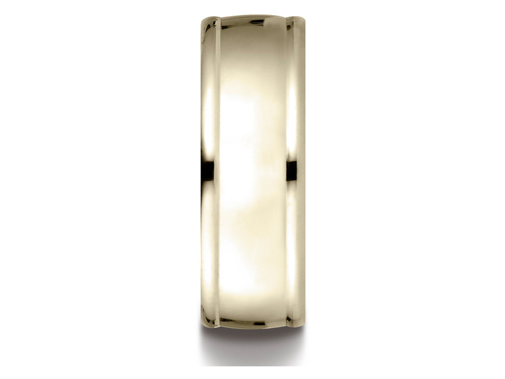 Benchmark 14k Gold 8mm Comfort-fit High Polish Finish Round Edge Design Wedding Band Ring
