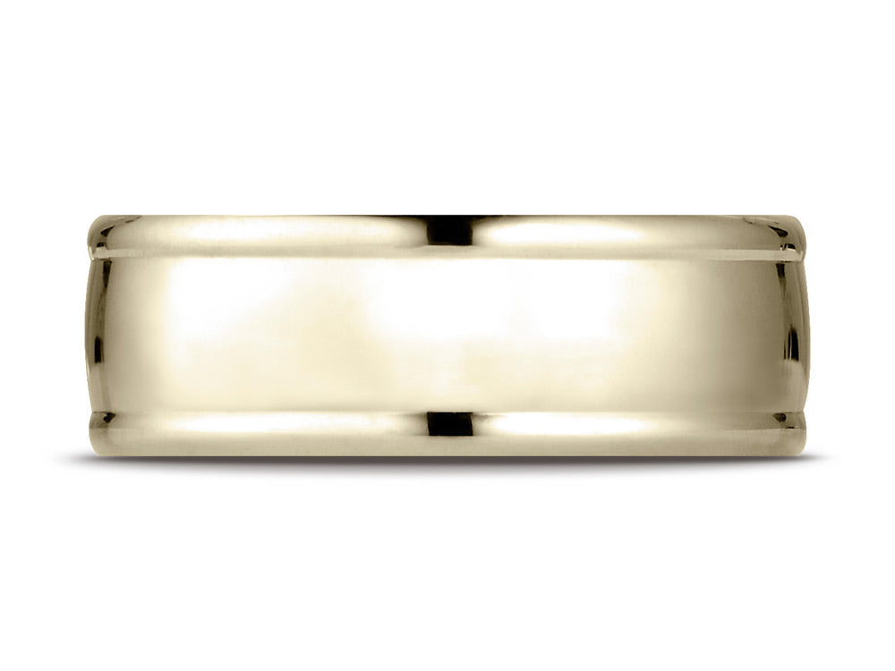 Benchmark 18k Gold 8mm Comfort-fit High Polish Finish Round Edge Design Wedding Band Ring
