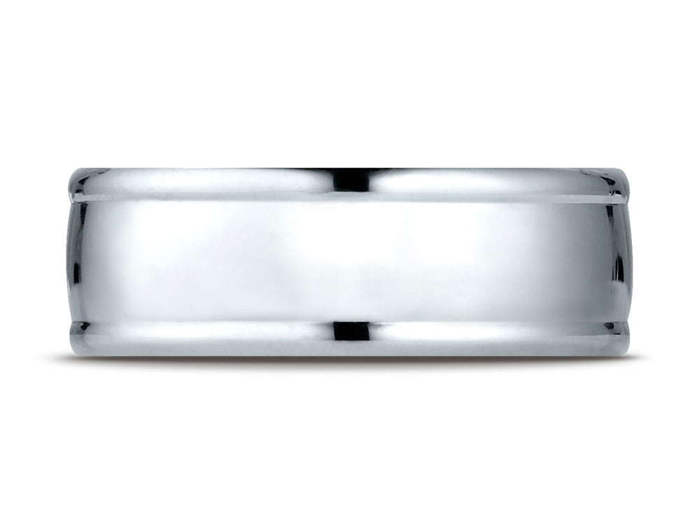 Benchmark 18k Gold 8mm Comfort-fit High Polish Finish Round Edge Design Wedding Band Ring
