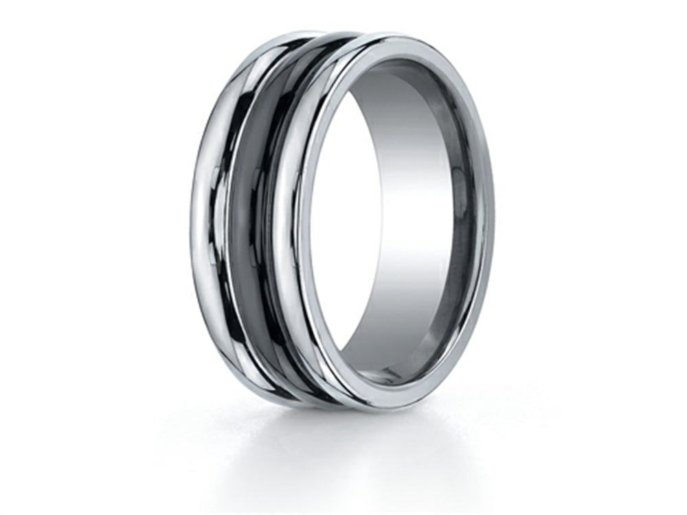 Benchmark 8mm Tungsten Forge Wedding Band Ring with Seranite Center