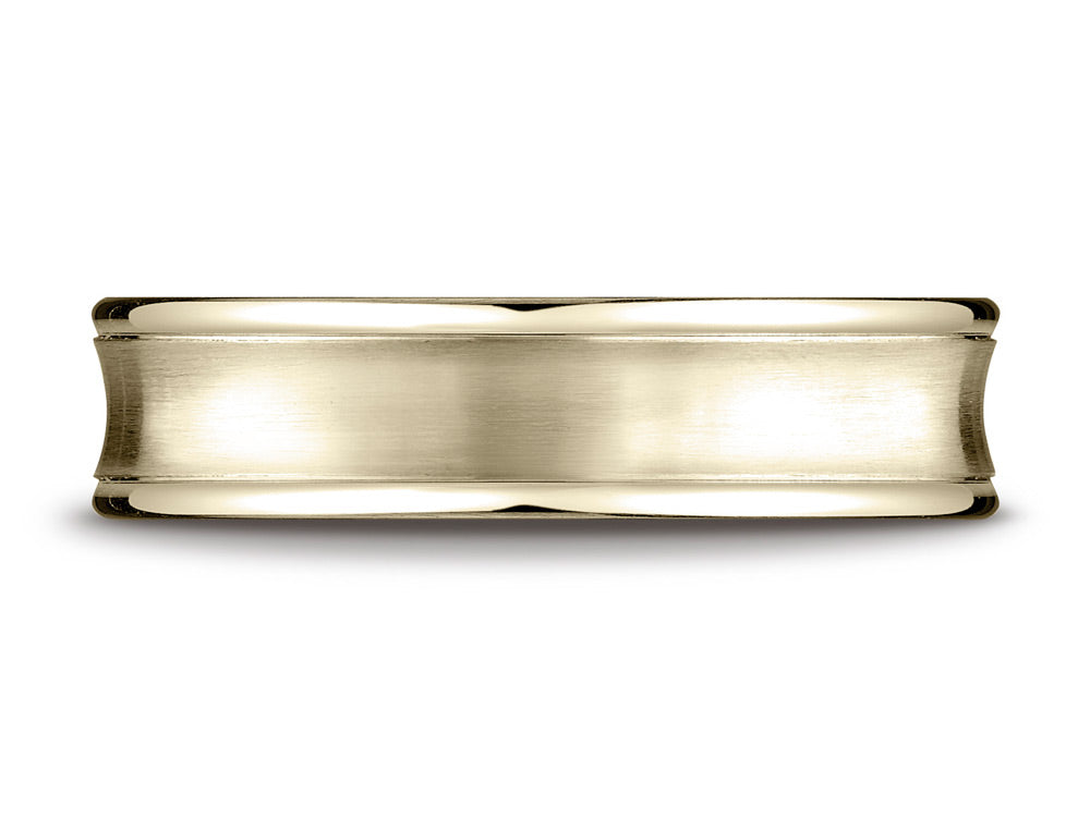 Benchmark 14k Gold 5.5 Mm Comfort Fit Concave Round Edge Satin Center Design Wedding Band Ring