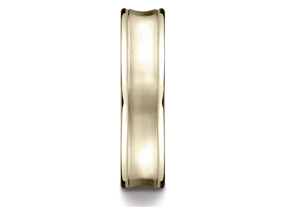 Benchmark 18k Gold 5.5 Mm Comfort Fit Concave Round Edge Satin Center Design Wedding Band Ring