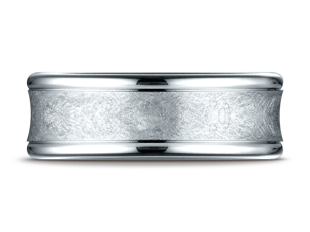 Benchmark 14k Gold 7.5 Mm Comfort Fit Swirled Finish Center Round Edge Design Wedding Band Ring