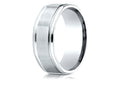 Benchmark 18k Gold Comfort Fit 8mm High Polish Round Edge Satin Finish Octagonal Center Design Wedding Band Ring