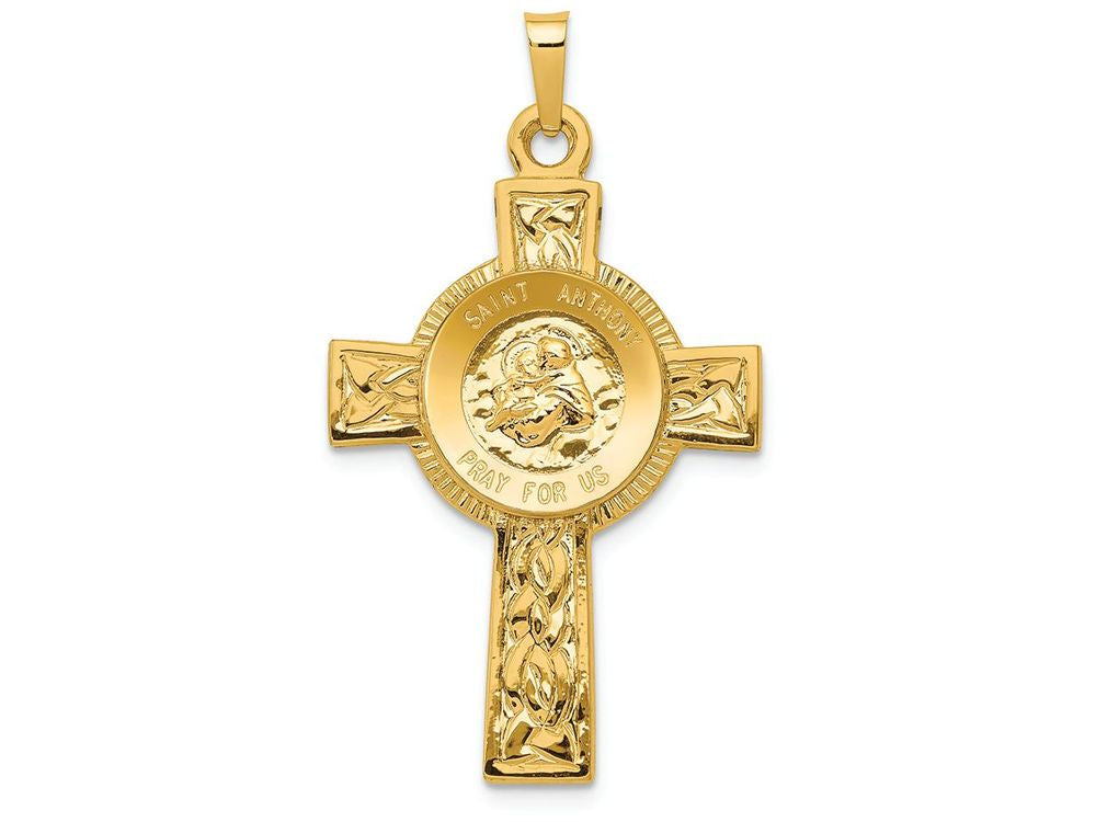 FJC Finejewelers 14k Yellow Gold Cross with St Anthony Medal Charm