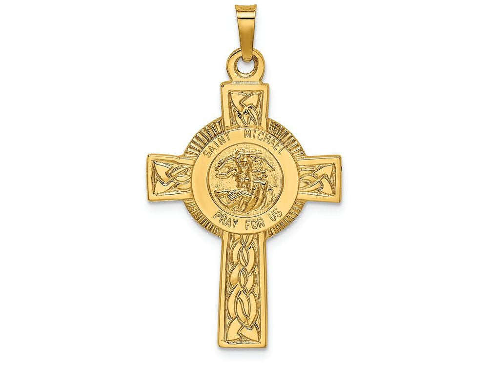 FJC Finejewelers 14k Yellow Gold Cross with St. Michael Medal Charm