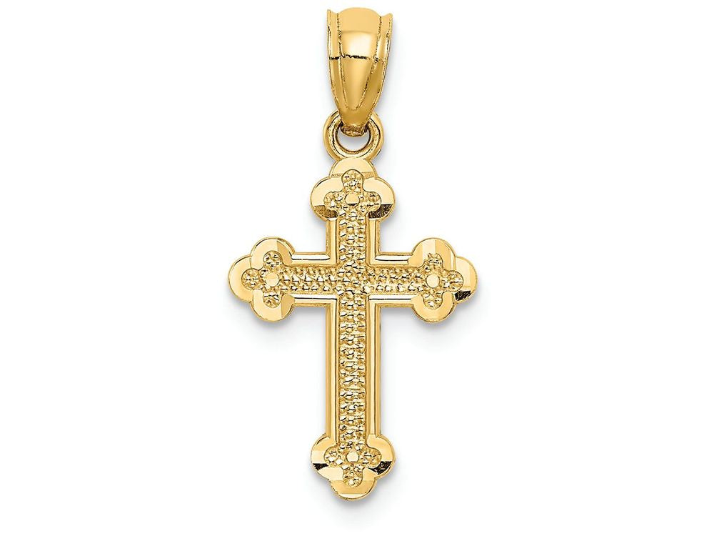 FJC Finejewelers 14k Yellow Gold Small Budded Cross Charm
