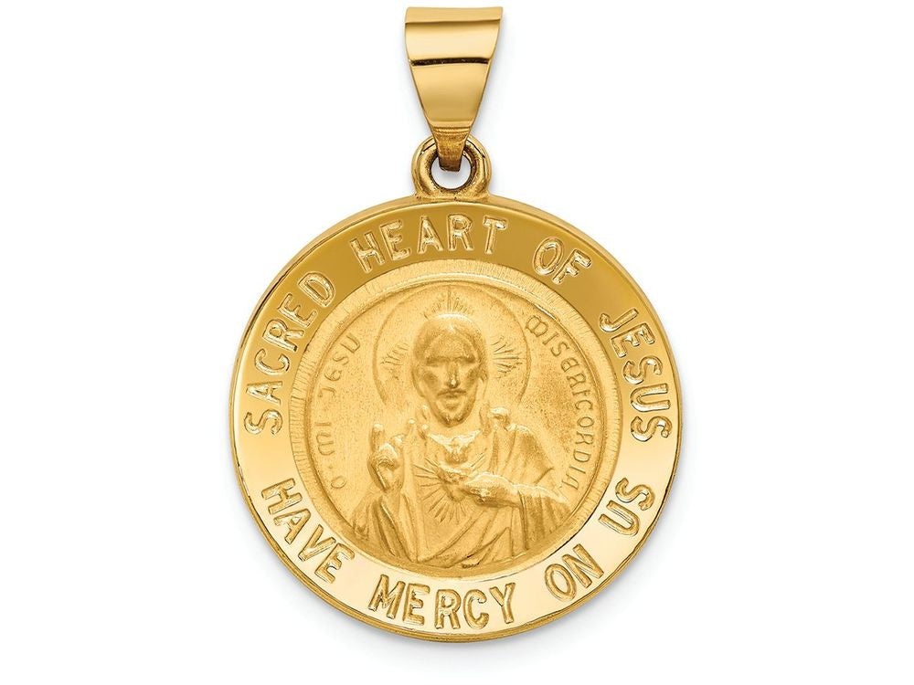 FJC Finejewelers 14k Yellow Gold Sacred Heart Of Jesus Medal Round Charm