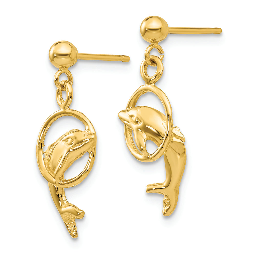 FJC Finejewelers 14k Yellow Gold Dolphin Earrings