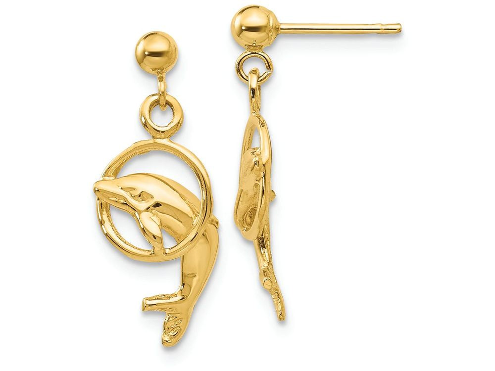 FJC Finejewelers 14k Yellow Gold Dolphin Earrings