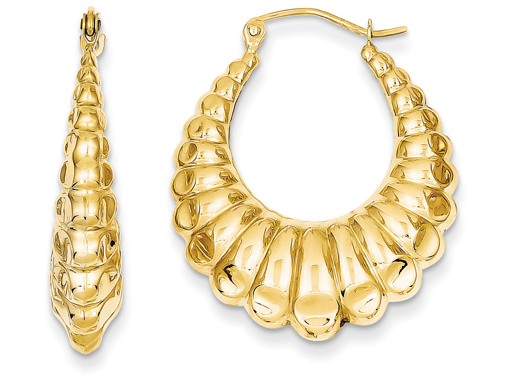 FJC Finejewelers 14k Yellow Gold Polished Scalloped Hollow Hoop Earrings