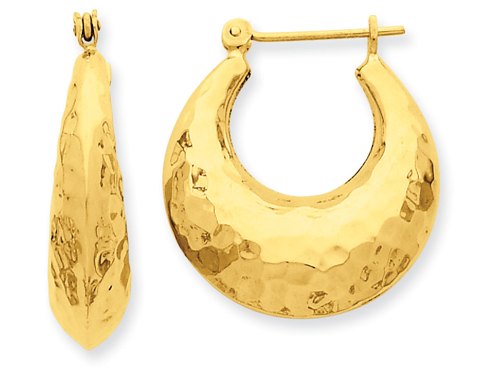 FJC Finejewelers 14k Yellow Gold Hammered Fancy Hollow Hoop Earrings