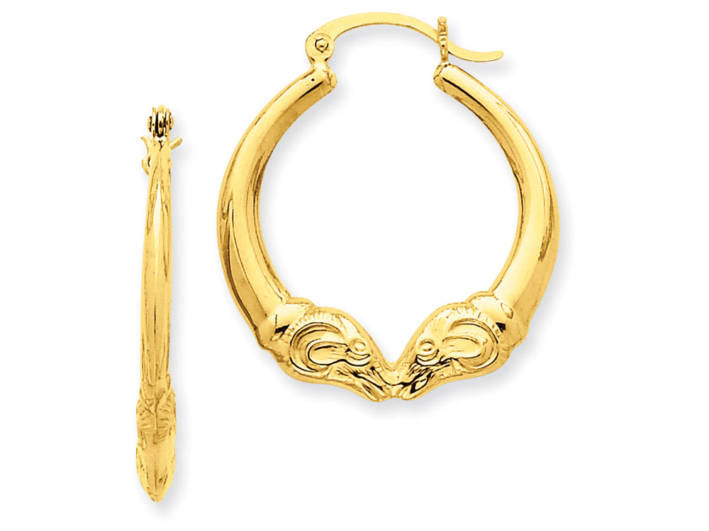 FJC Finejewelers 14k Yellow Gold Polished Ram Hoop Earrings