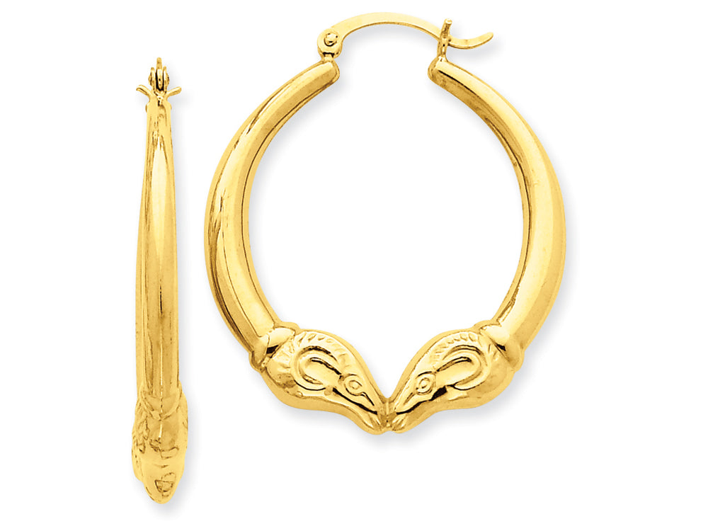 FJC Finejewelers 14k Yellow Gold Polished Ram Hoop Earrings