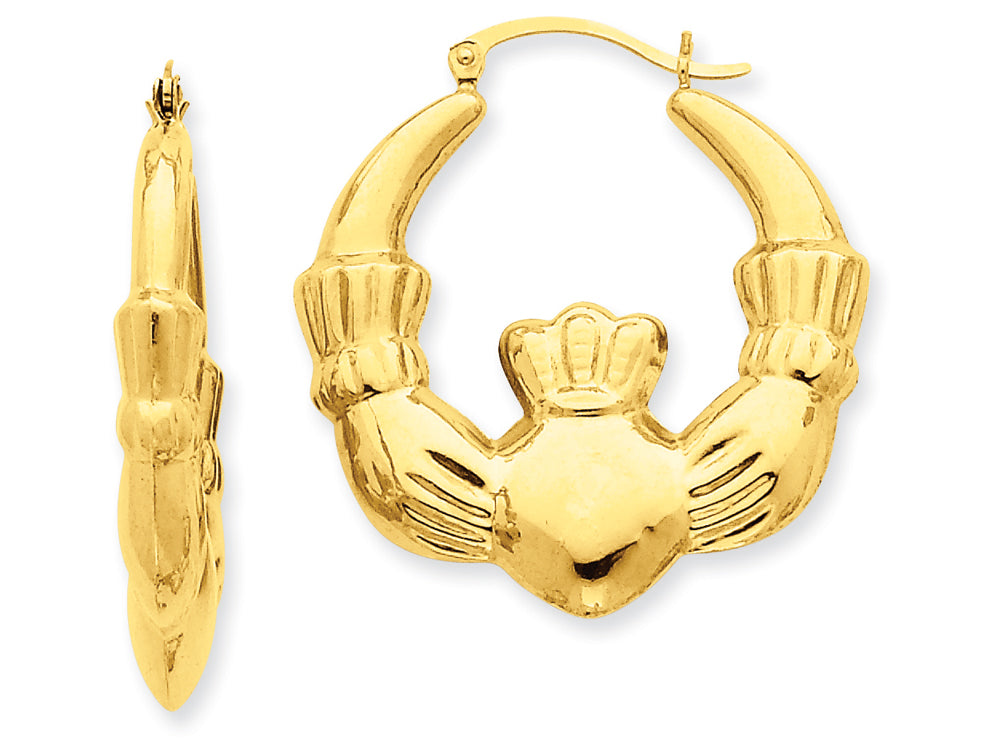 FJC Finejewelers 14k Yellow Gold Polished Claddagh Hoop Earrings