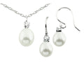 FJC Finejewelers Freshwater Cultured Pearl Dangle with White Topaz Pendant Necklace and Earrings Set