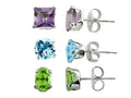 FJC Finejewelers 3 Pairs Blue Topaz, Amethyst, and Peridot Earrings Set