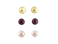 FJC Finejewelers 3 Pair 6mm Freshwater Burgundy, Rose, and Champagne Button Cultured Pearl Set Earrings