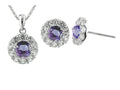 FJC Finejewelers 925 Sterling Silver 9.3mm Round Tanzanite and White Topaz Pendant Necklace and Earrings Set