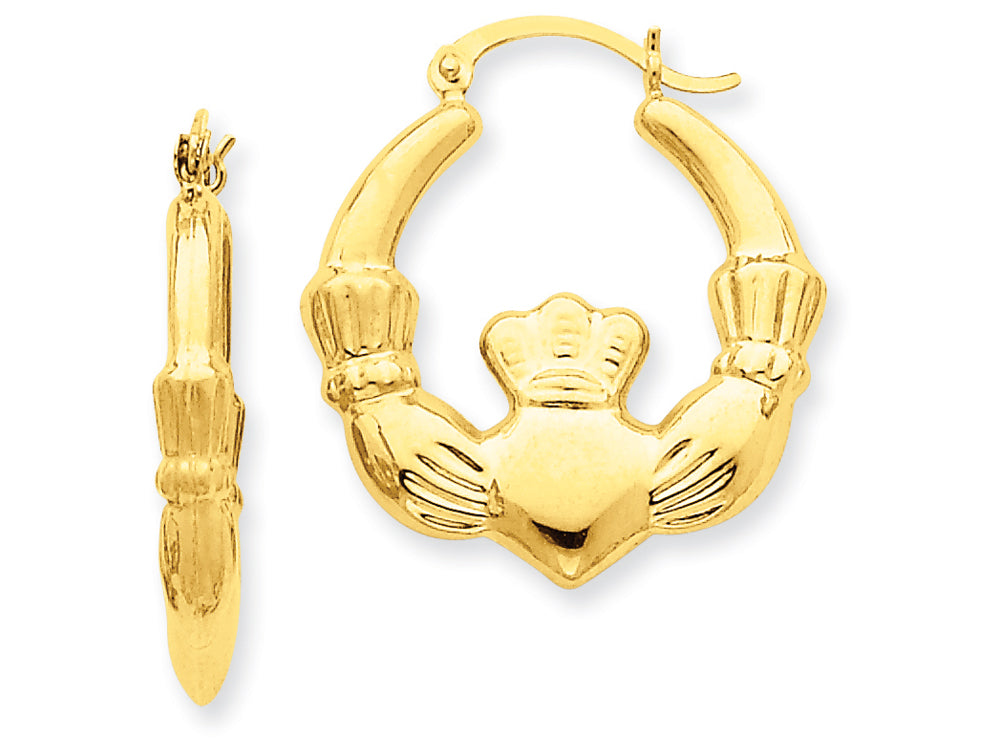 FJC Finejewelers 14k Yellow Gold Polished Claddagh Hoop Earrings