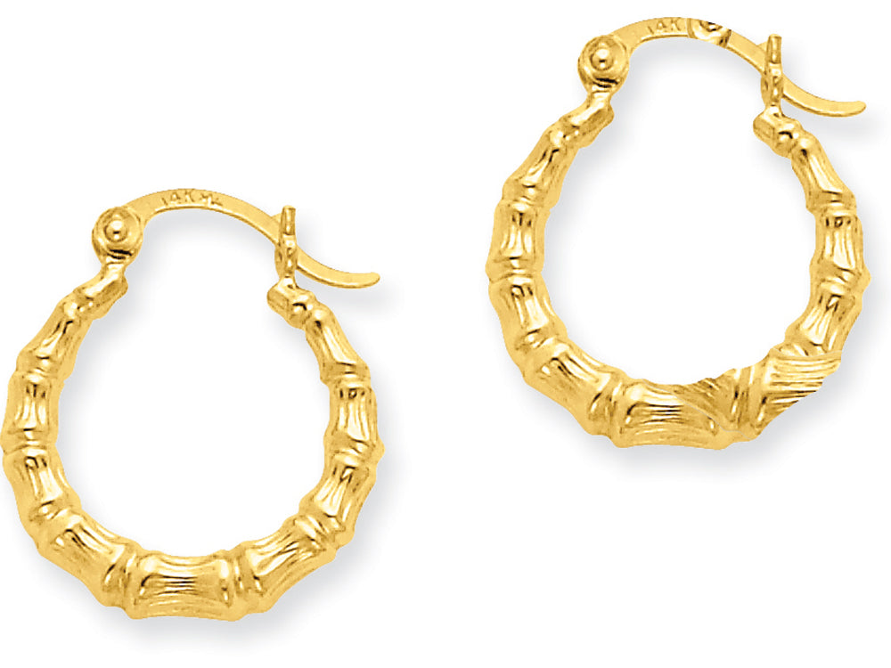 FJC Finejewelers 14k Yellow Gold Polished Bamboo Design Hollow Hoop Earrings
