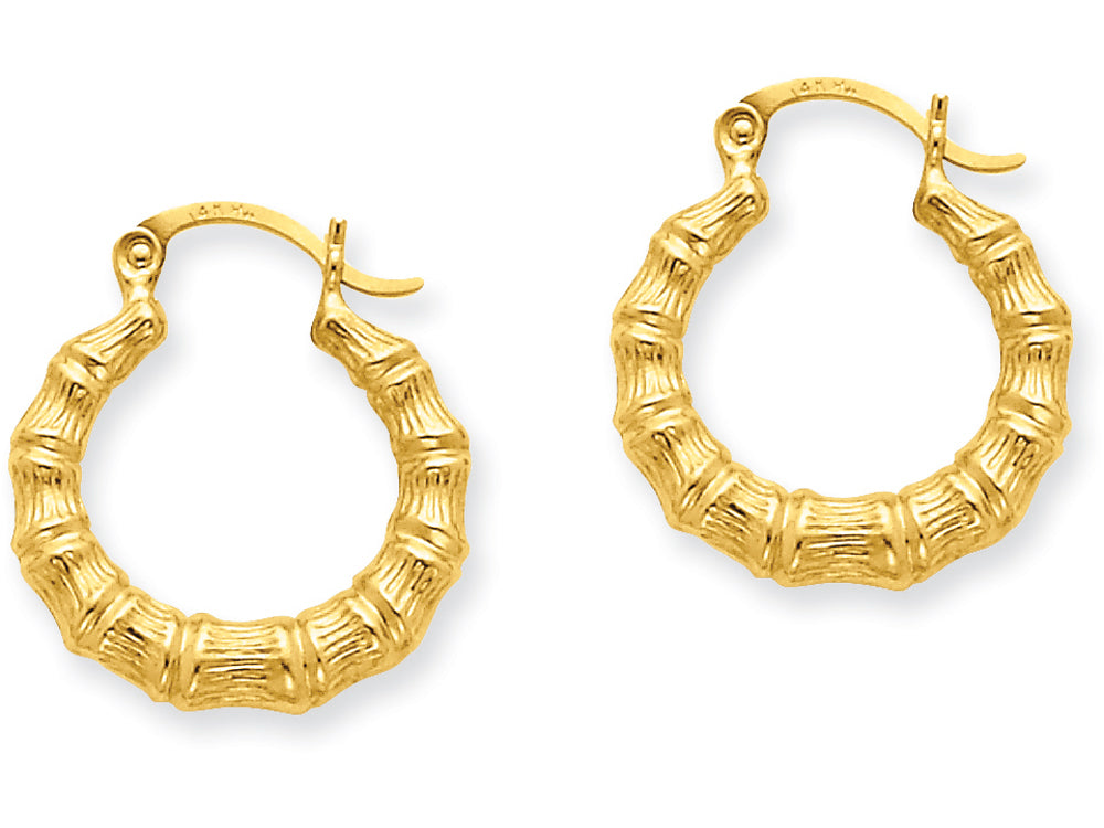 FJC Finejewelers 14k Yellow Gold Polished Bamboo Design Hollow Hoop Earrings