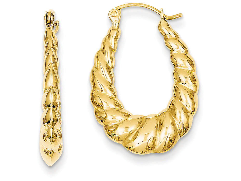 FJC Finejewelers 14k Yellow Gold Polished Twisted Hollow Hoop Earrings