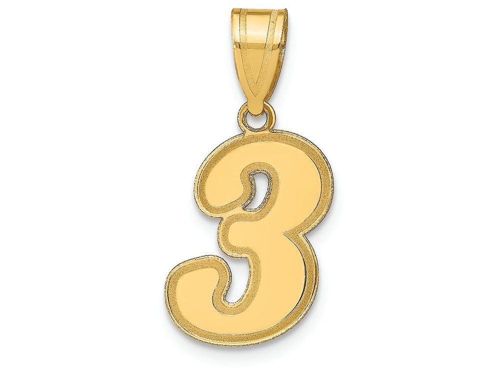 FJC Finejewelers 14k Yellow Gold Polished Script Number 3 Charm