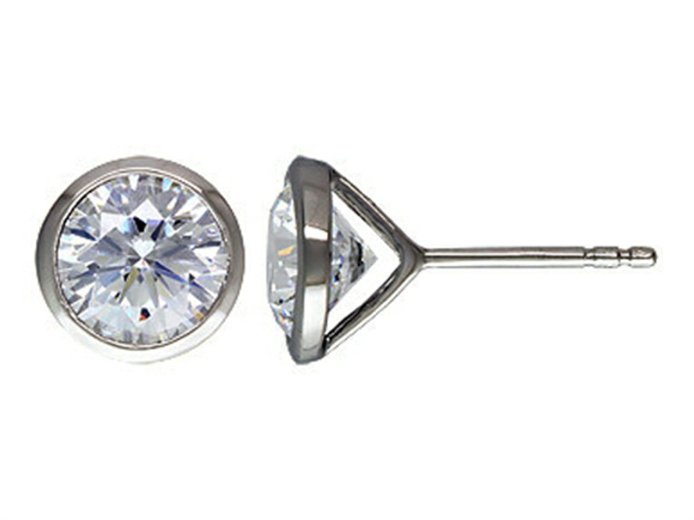 Finejewelers Rhodium Plated Sterling Silver 8mm Premium CZ Martini Studs