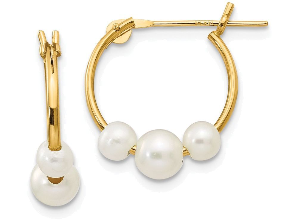 FJC Finejewelers 14k Madi K Freshwater Cultured Pearl Hoop Children Earrings
