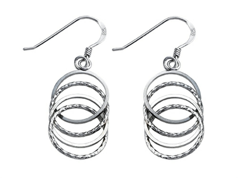 Stellar White Rhodium Alt 4 Circles Shepherd Hook Earrings