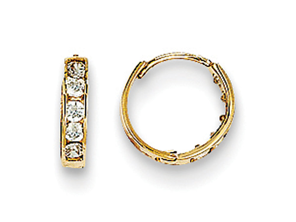 FJC Finejewelers 14k Yellow Gold Madi K CZ Hinged Hoop Children Earrings