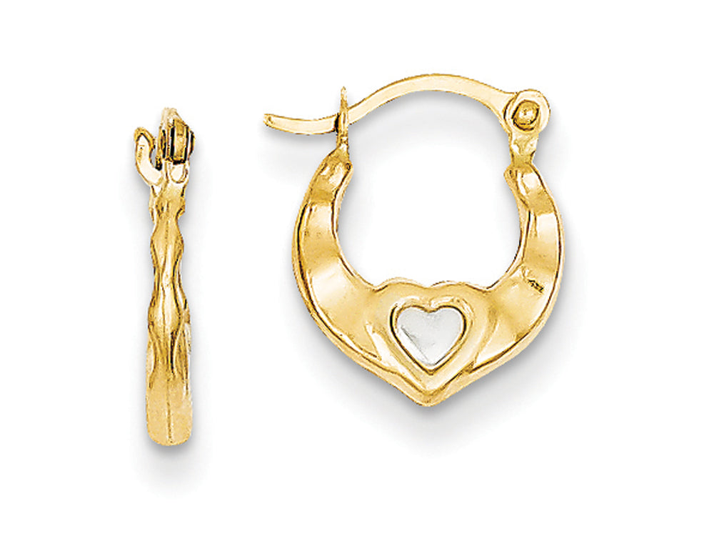 FJC Finejewelers 14k Yellow Gold and Rhodium Madi K Heart Hollow Hoop Children Earrings