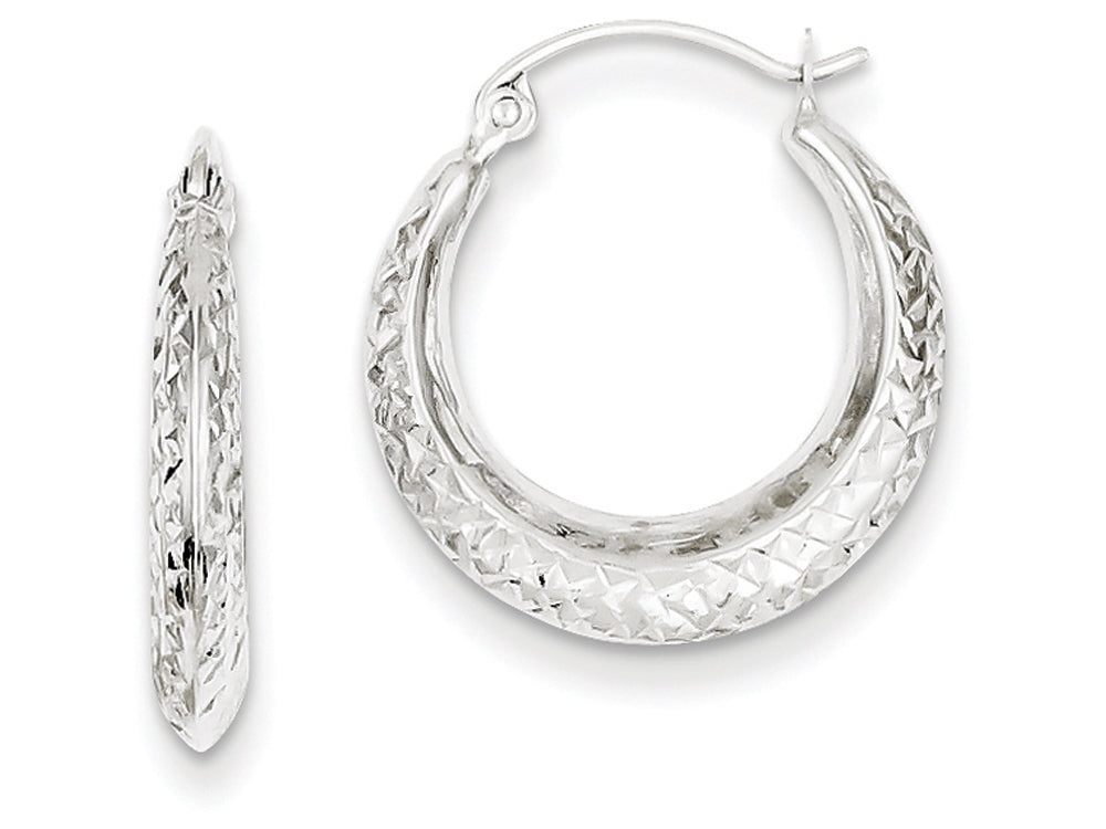 FJC Finejewelers 14k White Gold Madi K Textured Hollow Hoop Children Earrings