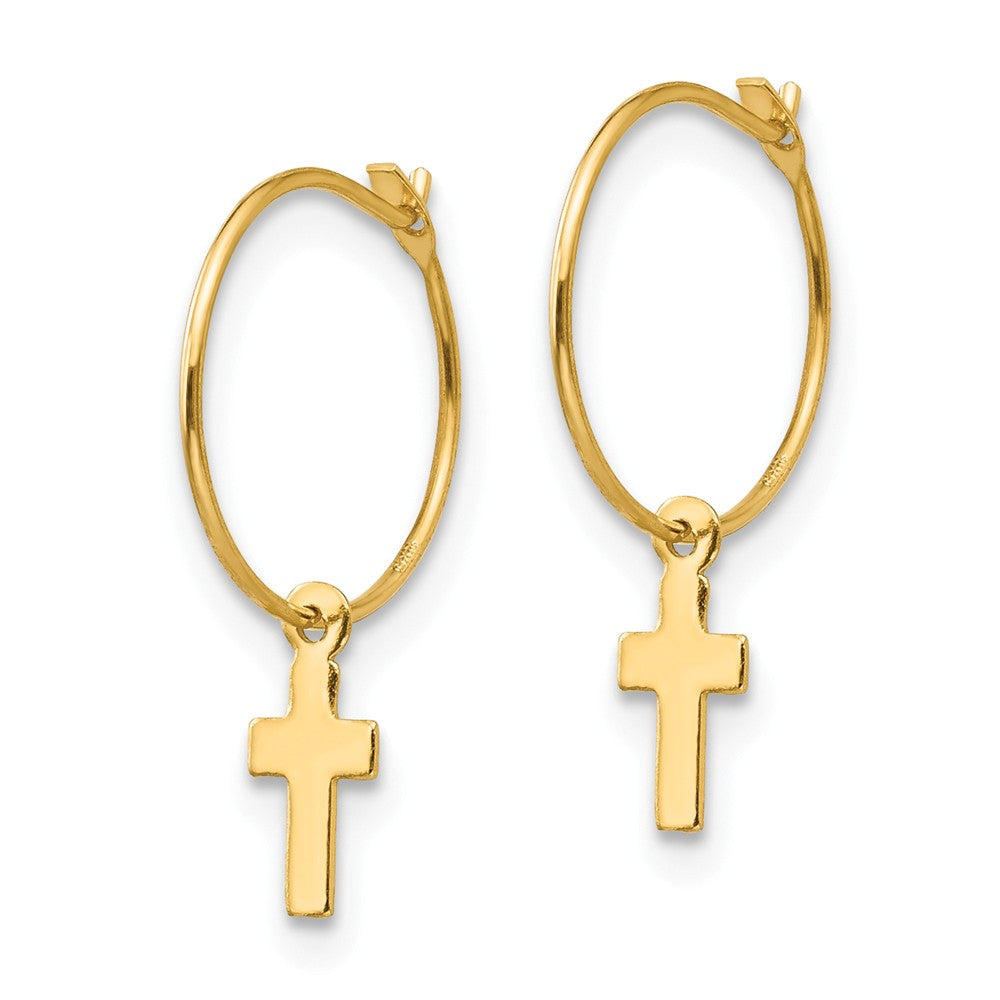 FJC Finejewelers 14k Yellow Gold Madi K Endless Hoop W/small Cross Children Earrings