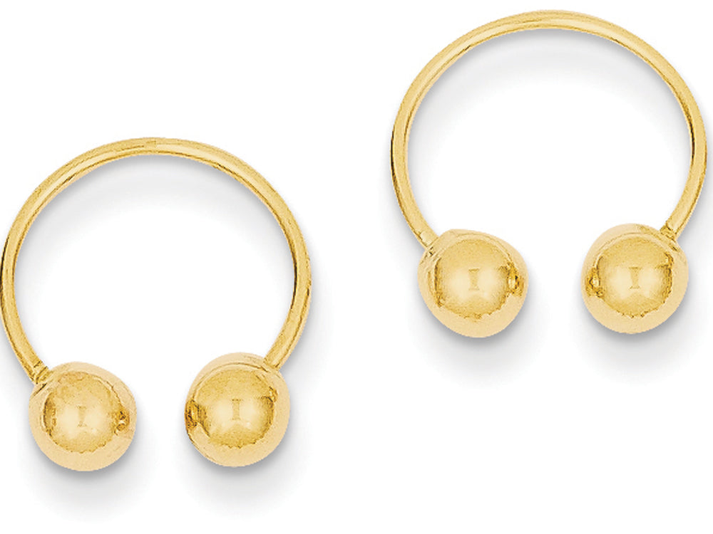 FJC Finejewelers 14k Yellow Gold Open Hoop Beaded Earrings