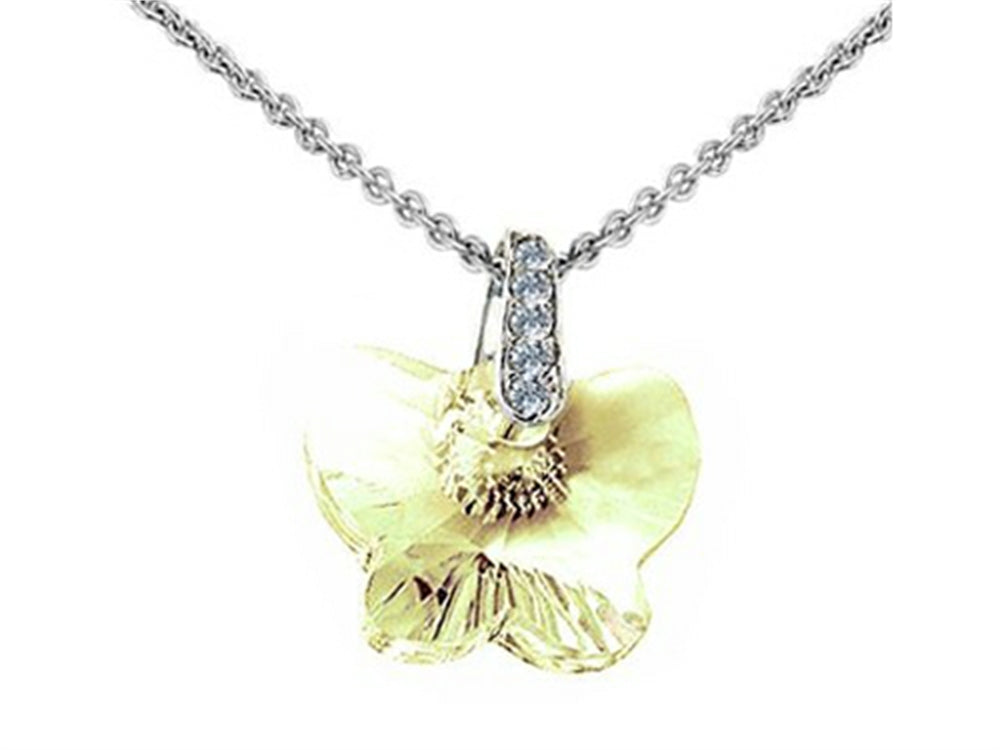 Finejewelers 925 Sterling Silver Yellow Crystal Butterfly Pendant Necklace Elements 18 Inch Chain